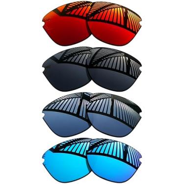 Imagem de MYCOURAG 4 pares de lentes de reposição para óculos de sol Oakley Frogskins Lite OO9374 63 mm - preto sólido + titânio + azul gelo + vermelho fogo