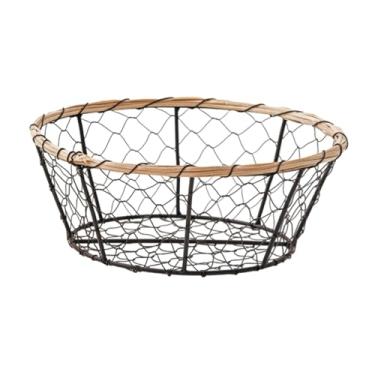 Imagem de Generic Cesta de pão com ovo, organizador de suporte de frutas, cesta de multiuso, cesta de armazenamento de arame para cozinha, Round L