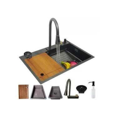 Imagem de Cuba Gourmet Premium Cascata Lavador Copos Torneira Completa - Brinova