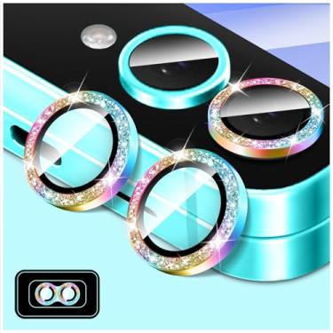 Imagem de LucBuy Protetor de lente de câmera Bling para Samsung Galaxy Z Flip 4, adesivos de filme de cobertura de câmera de vidro temperado, protetor de tela de anel de metal individual de alinhamento