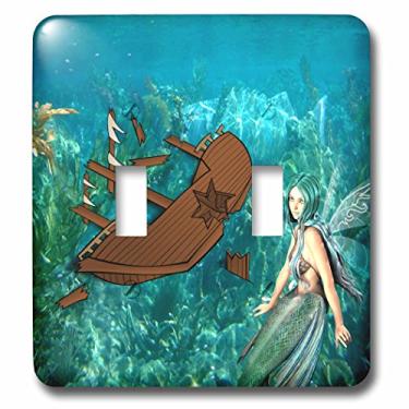 Imagem de 3D Rose LSP_237470_2 Imagem do naufrágio de desenho com a linda sereia, no mar, interruptor duplo