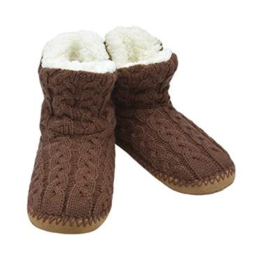 Imagem de Panda Bros Meias femininas com garras, botas femininas felpudas com parte inferior antiderrapante, chinelos aconchegantes para casa, Marrom novo, 5-7.5