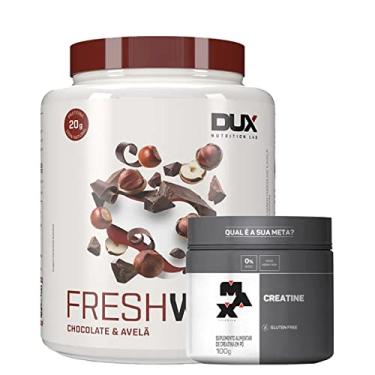 Imagem de Combo Suplemento em pó Fresh Whey Isolado Hidrolisado Conc. Chocolate belga e Avela 450g + Creatina 100g - Dux Nutrition