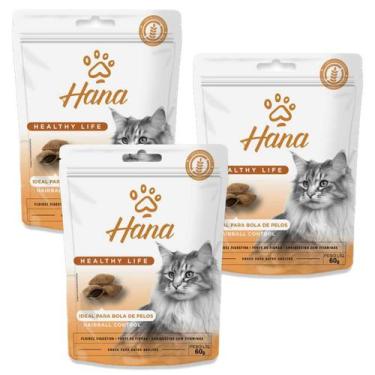 Imagem de Kit 3 Petisco Hana Bola de Pelos Gato Petisco Adulto 60g
