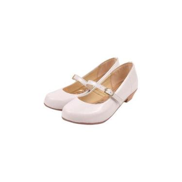 Imagem de Sapatilha Boneca Infantil Menina Daminha Batizado Salto Verniz Branco 
