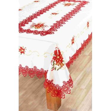 Imagem de Toalha De Mesa Quadrado Natalina Branca 8 Lugares Rafimex