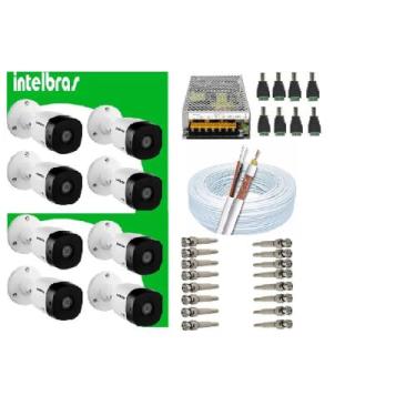 Imagem de Kit 8 Câmera Intelbras C/ Infravermelho 20m Vhc 1120 B + Assessórios
