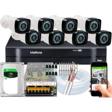 Imagem de Kit 8 Cameras Segurança Full Hd 720P Dvr Intelbras 8ch MHDX