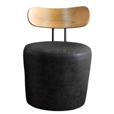 Imagem de Puff Poltrona Vênus Com Encosto De Madeira Sintético Preto - Larbelle 