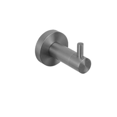 Imagem de Conjunto de acessórios para banheiro cinza Kit de acessórios de aço inoxidável Suporte de parede redondo Barra de mão Suporte de rolo de papel higiênico Gancho de toalha de roupão, gancho único