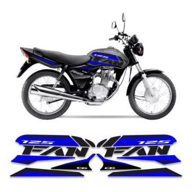 Imagem de Kit Adesivos Carenagem Honda Cg Fan 125 Azul E Preto - Resitank