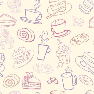Imagem de Papel De Parede 10m Adesivo Doces Confeitaria Bolo Cupcake