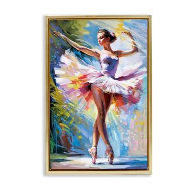 Imagem de Stupell Industries Embrace In Motion Ballet Gold Floater Framed Canvas Wall Art Design por Leon Devenice, 43 x 63 cm