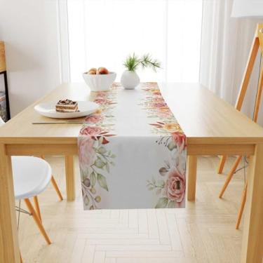 Imagem de Caminho de Mesa Trilho Passadeira Toalha Estampada 4 ou 6 Lugares 1,45x0,45 Floral - Novadecora