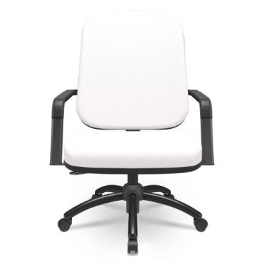 Imagem de Cadeira de Escritório Giratória com Braço Preta Magno P03 Vinil Branco