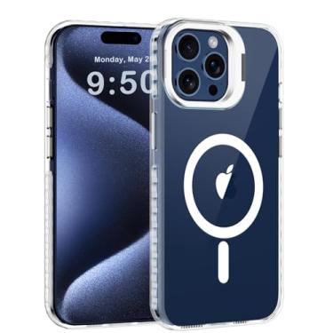 Imagem de Aimoll-88 Capa transparente para iPhone 15 Pro Max com suporte, compatível com MagSafe, proteção contra quedas, capa protetora magnética à prova de choque para Apple iPhone 15 Pro Max