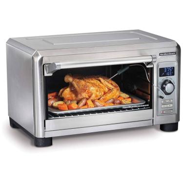 Imagem de Forno Elétrico de Aço Inoxidável com 7 Funções de Cozimento, 3 Posições de Prateleira e Display Digital, 110V 1800W, Hamilton Beach, Prata