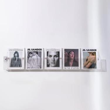 Imagem de ZDJZMGZ Porta-revistas de acrílico transparente, suporte de exibição de panfleto leve montado na parede, organizador de literatura de catálogo (120 cm)