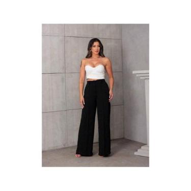 Imagem de Calça Social Alfaiataria Wide Leg Colorida - NoBrand, Preto, M