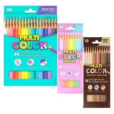 Imagem de Kit Lápis De Cor Multicolor 36 Cores 12 Tons De Pele 10 Tons Pastel