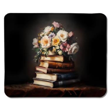 Imagem de Foritho Moody Tapete de mouse floral para livros para amantes de livros, presentes para leitores, Dark Cottagecore Bookish para mouse sem fio, computadores, laptop, acessórios de mesa, 9,5 x 7,9