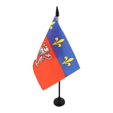 Imagem de Bandeira de mesa da Província Francesa de Lyonnais 12 x 20.3 cm - França - Bandeira de mesa de Lyon 21 x 14 cm - Bastão e base de plástico preto - Drapeau Province du Lyonnais AZ FLAG