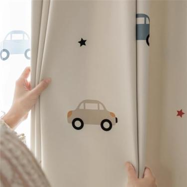 Imagem de NewWPKIRA Lindas cortinas padrão de carros para quarto de criança, escurecimento de quarto infantil, cortinas infantis para sala de estar, cortinas de privacidade multiuso para quarto, 2 painéis