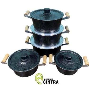 Imagem de Jogo de panela aluminio grosso caçarola craquelado fogão lenha antigo 