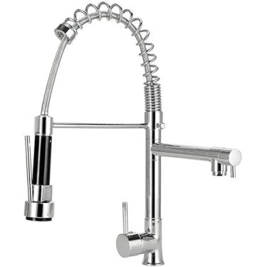 Imagem de Torneira para Cozinha de mesa, Misturador Monocomando Gourmet - Prata, com filtro e extensor.