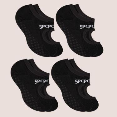 Imagem de Kit 4 Meias Sapatilha Antiderrapante Yoga Pilates Selene, Preto,  34 a