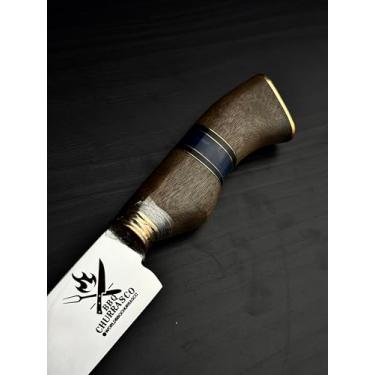 Imagem de Faca para Churrasco Premium, Ponta Fina, Lâmina em Aço Inox 2mm, Cabo em Madeira e Resina (1, 8")