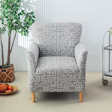 Imagem de WMLTZFUS Capas de cadeira Wingback estampadas com braços, protetores elásticos macios, protetor de móveis fácil de instalar para escritório e casa - Tipo 10||Tamanho regular