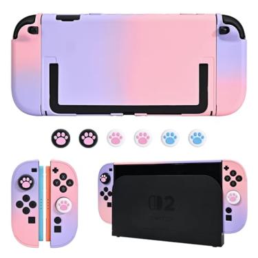 Imagem de DLseego Capa rígida protetora para Nintendo Switch 2 (2025), capa de aderência de PC para Joy Con, protetores de controle JoyCon destacáveis, à prova de choque e resistente a arranhões, 6 alças de