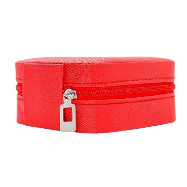 Imagem de Porta Joias Portatil Viagem Estojo Maleta Caixinha Com Ziper cor Azul(STO1761AZ (vermelho)