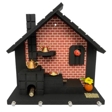 Imagem de Porta Chaves De Parede Artesanal Fornalha Em MDF Miniaturas De Cobre Decoração Cozinha E Casa