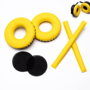 Imagem de Voarmaks Kits De Almofadas Auriculares Coloridas Arco-Íris Compatíveis Com Sennheiser Hd25 Hd250Bt Hd25-Ll Hd25S Il Hmd25 Capas Espuma Para Fones Ouvido (Conjuntos Amarelos)