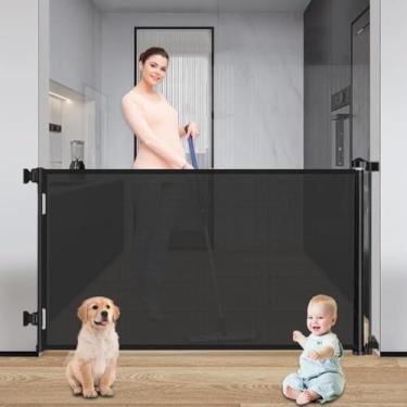 Imagem de Portão Grade Retrátil Ajustável Extensível Até 5 Metros Bebês Pet Cachorro Cães Crianças (Preto, 5 Metros)