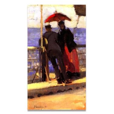 Imagem de Leaning Together John Lavery Iconic Realist Portrait & War Scene Canvas Art – Decoração de parede irlandesa atemporal para casa 20 x 36 cm Un Framed