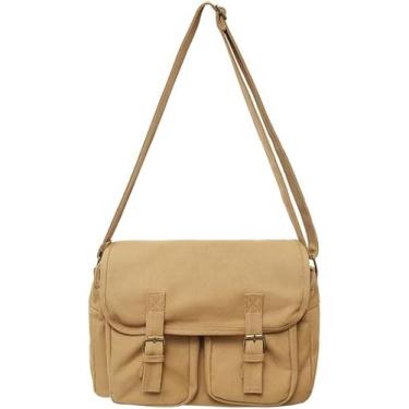 Imagem de Bolsas Japonesas Crossbody Para Mulheres Homens Bolsa De Carteiro De Lona Harajuu Bolsa De Ombro De Grande Capacidade, Brown