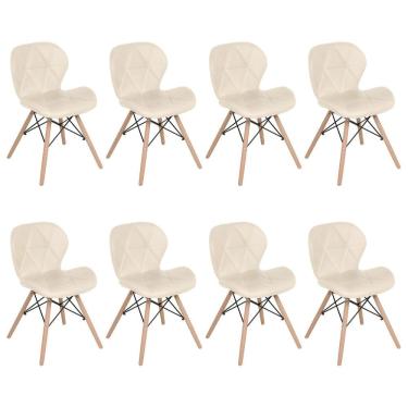 Imagem de Kit 8 cadeiras estofadas Charles Eames Eiffel Slim Wood confort