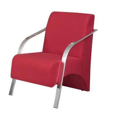 Imagem de Poltrona Vênus 1 Lugar Braço Alumínio D Salla Suede, Vermelho