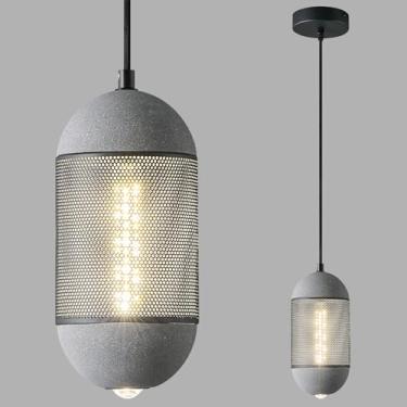 Imagem de ADCTHOME Luminária pendente de concreto moderna, luminária pendente de cimento industrial moderna para cozinha, ilha, sala de jantar, quarto, sala de estar, bar