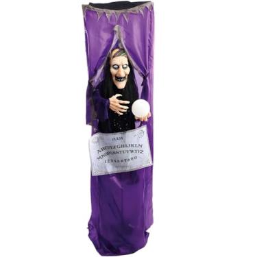 Imagem de Bonecos Halloween Bruxa Vidente Rochele Cigana Com Som Led e Movimento Brinquedo 170 cm Decoração de Terror