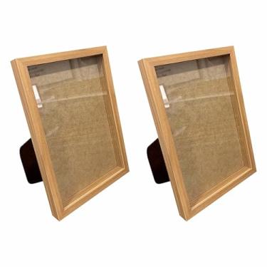 Imagem de Kit 2 Molduras Caixa Alta Revestida com Vidro Mais Fundo em MDF com Suporte - 20x30cm - 1,5x3 Cor:MÁLAGA;Tamanho:20X30 C