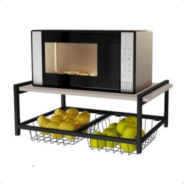 Imagem de Fruteira De Parede Multi-uso Aramada Suporte Microondas (OFF WHITE)