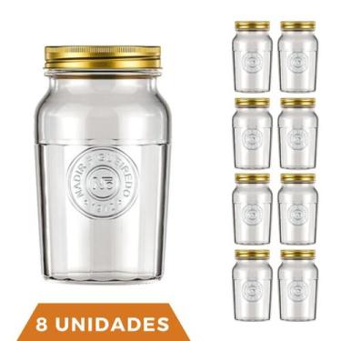 Imagem de 8 Potes Vidro Americano Rosca Alimento 1Litro Vintage Nadir - NADIR FI