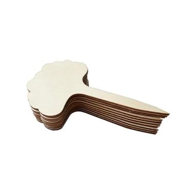 Imagem de 100 etiquetas de plantas de madeira, marcadores de plantas de madeira natural, marcadores de jardim tipo T para suculentas, ervas, mudas, vasos, flores, vegetais (nuvem)