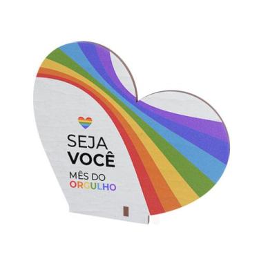 Imagem de Kit 10 MDF Coração Lembrancinhas LGBT - Abstratta, SEJA VOCÊ MÊS DO OR