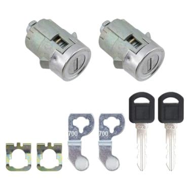 Imagem de Crapyt Conjunto de cilindro de fechadura de porta com 2 chaves, fechadura frontal esquerda direita para 15298924, para Cadillac Escalade 2003-2007, para Chevrolet Avalanche 1500 2002-2006 Silverado