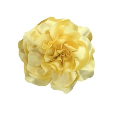 Imagem de Broche de flor de rosa em tecido de cetim elegante para mulheres delicado seda camélia flor de lapela grandes alfinetes de lapela festa de casamento dança banquete vestido terno roupas cerimônia